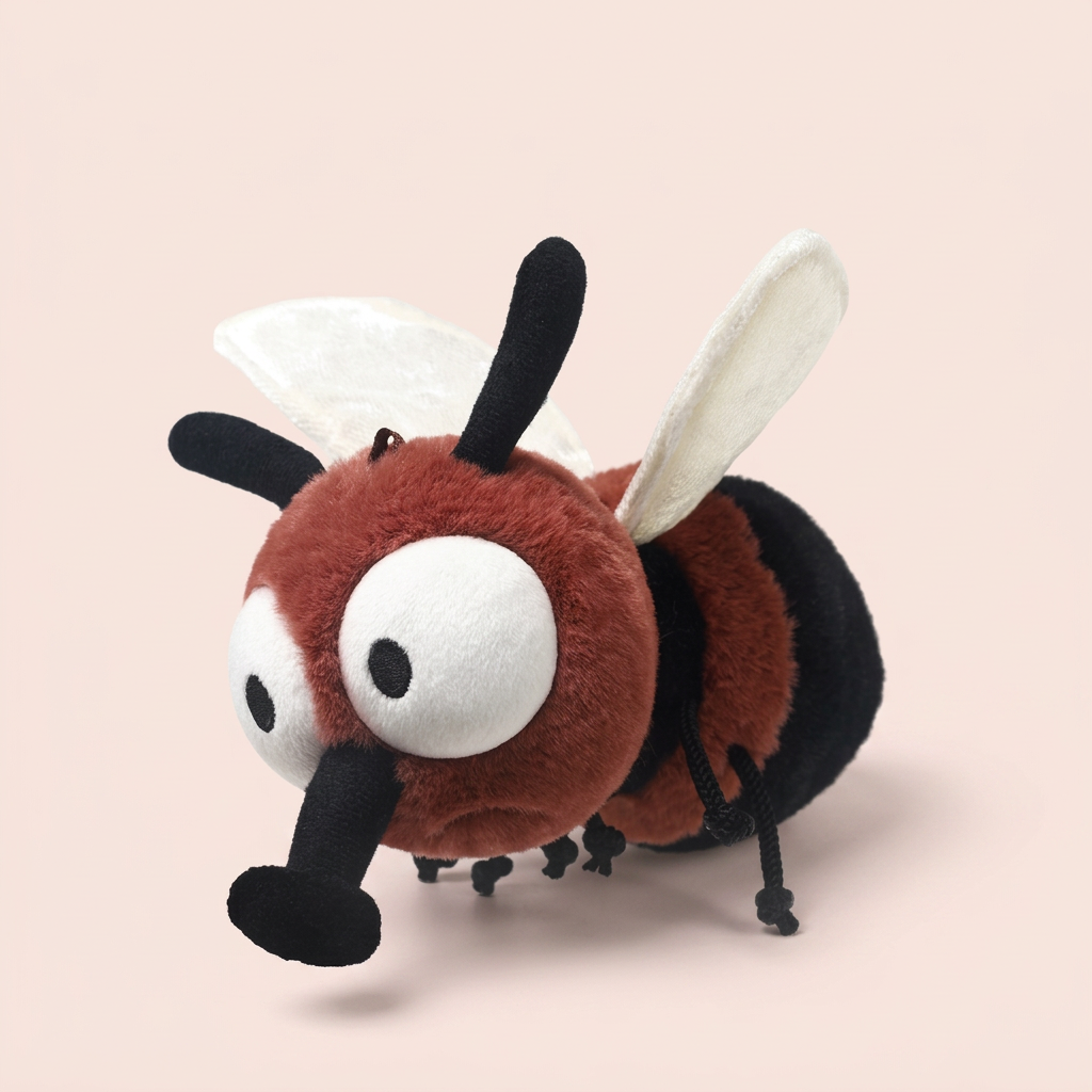 Funny insect plush soft toy with big expressive eyes – Red Fly, 19cm