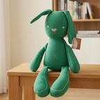 Long-limbed fabric bunny comforter doll with floppy ears and X-shaped tummy stitch – view 10 of 10
