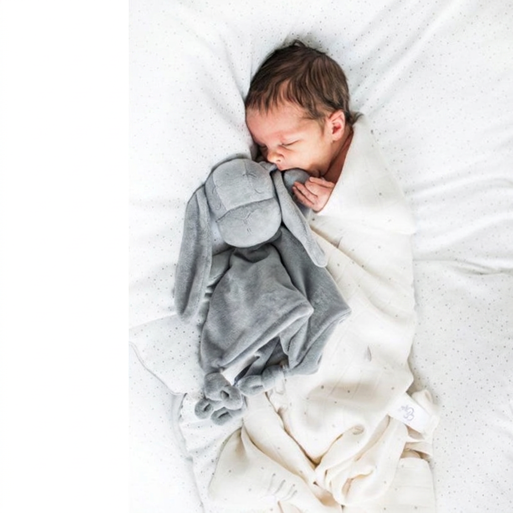 Long-eared plush bunny baby comforter with knotted corners – view 2 of 9