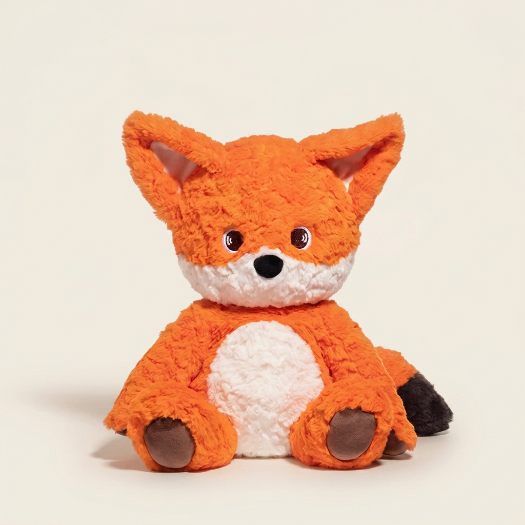 Large seated red fox soft toy with orange fur, cream tummy and black-tipped tail – Red Fox, 60cm sitting