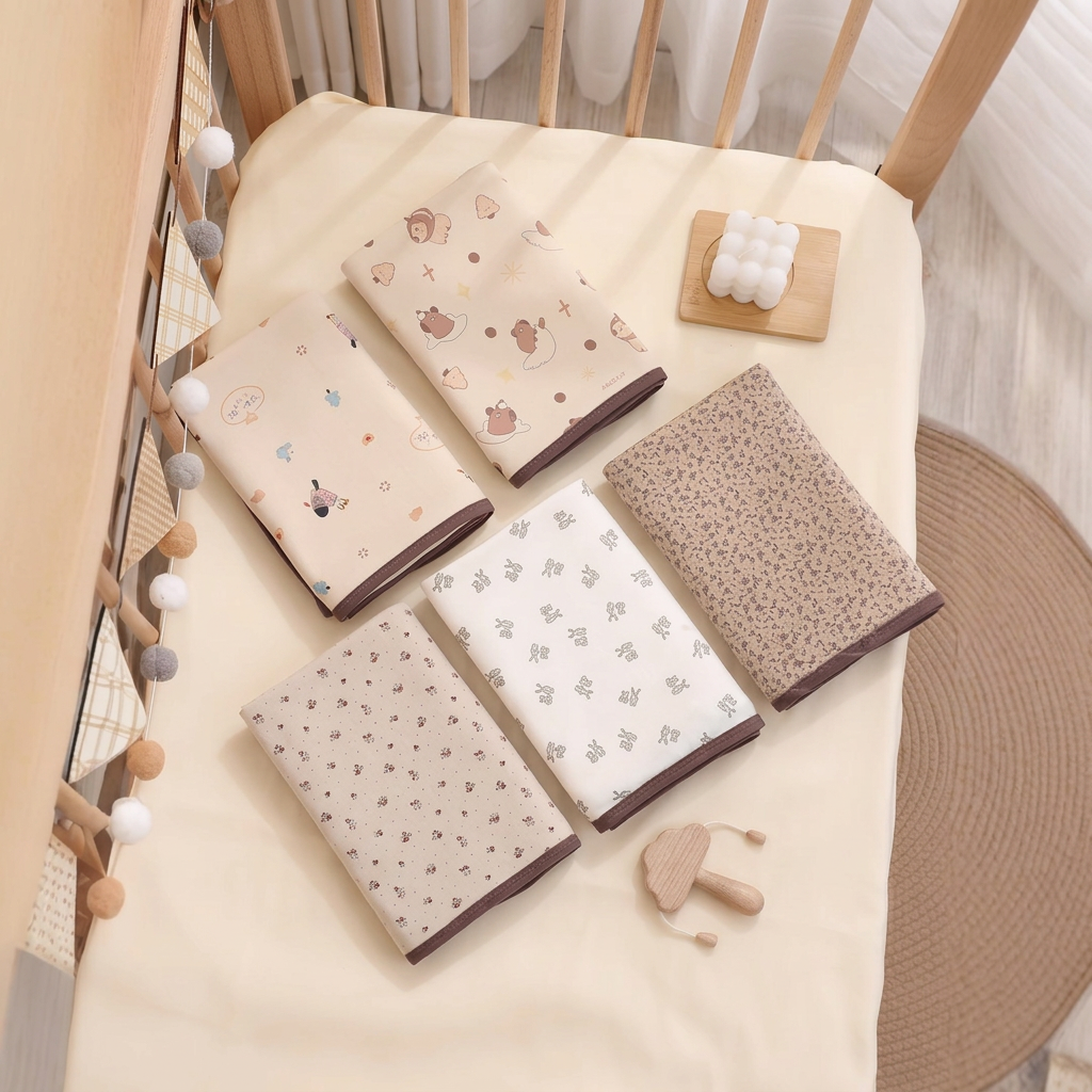 Two square printed baby wrap blankets with bound edges – view 9 of 14