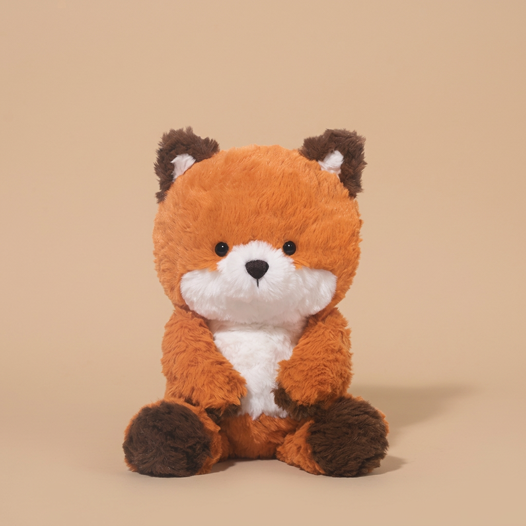 Souffle plush bear, fox and elephant with textured finish, 37 cm – Fox, 37cm