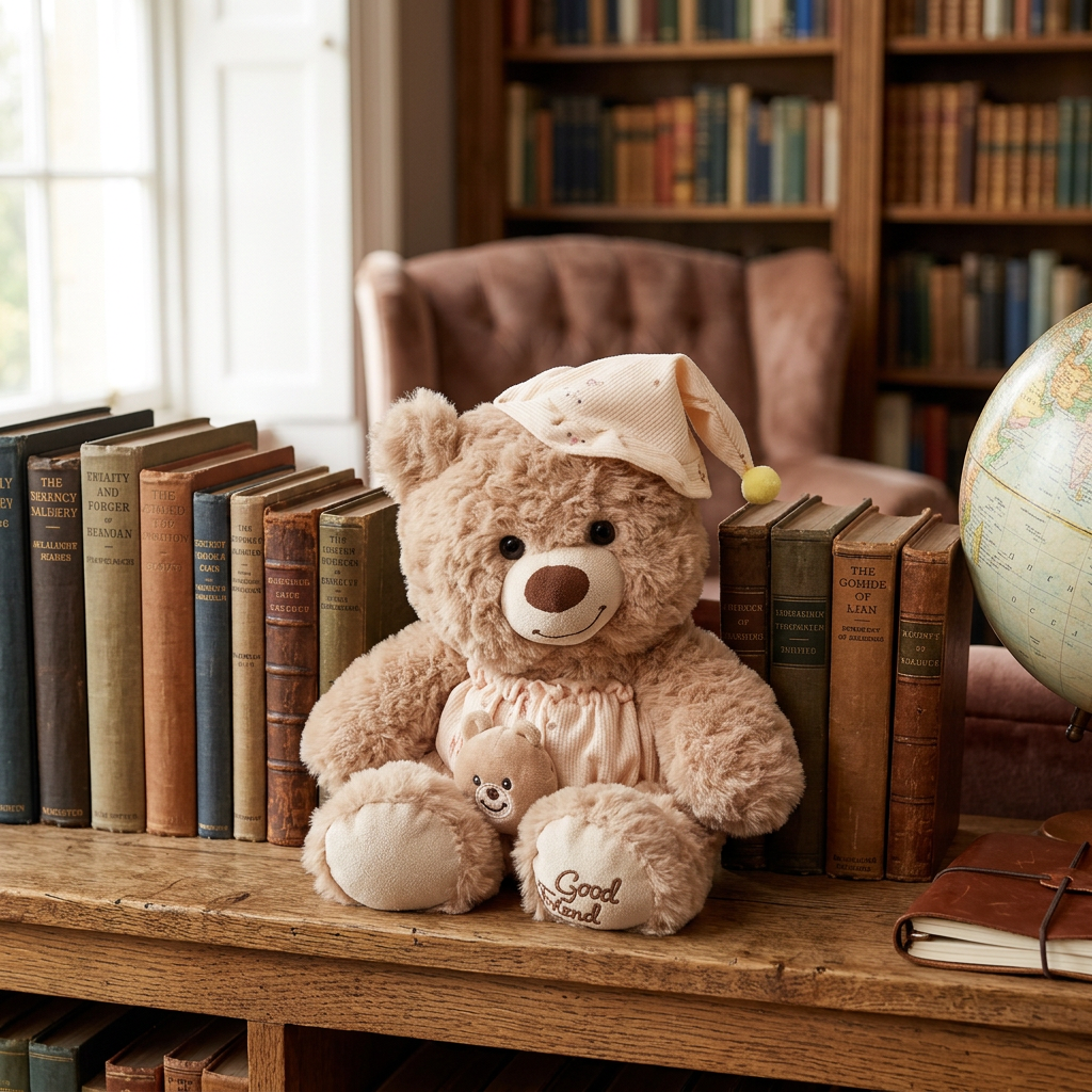 Plush bear and bunny in nightcaps and patterned pyjama-style fronts – view 5 of 11