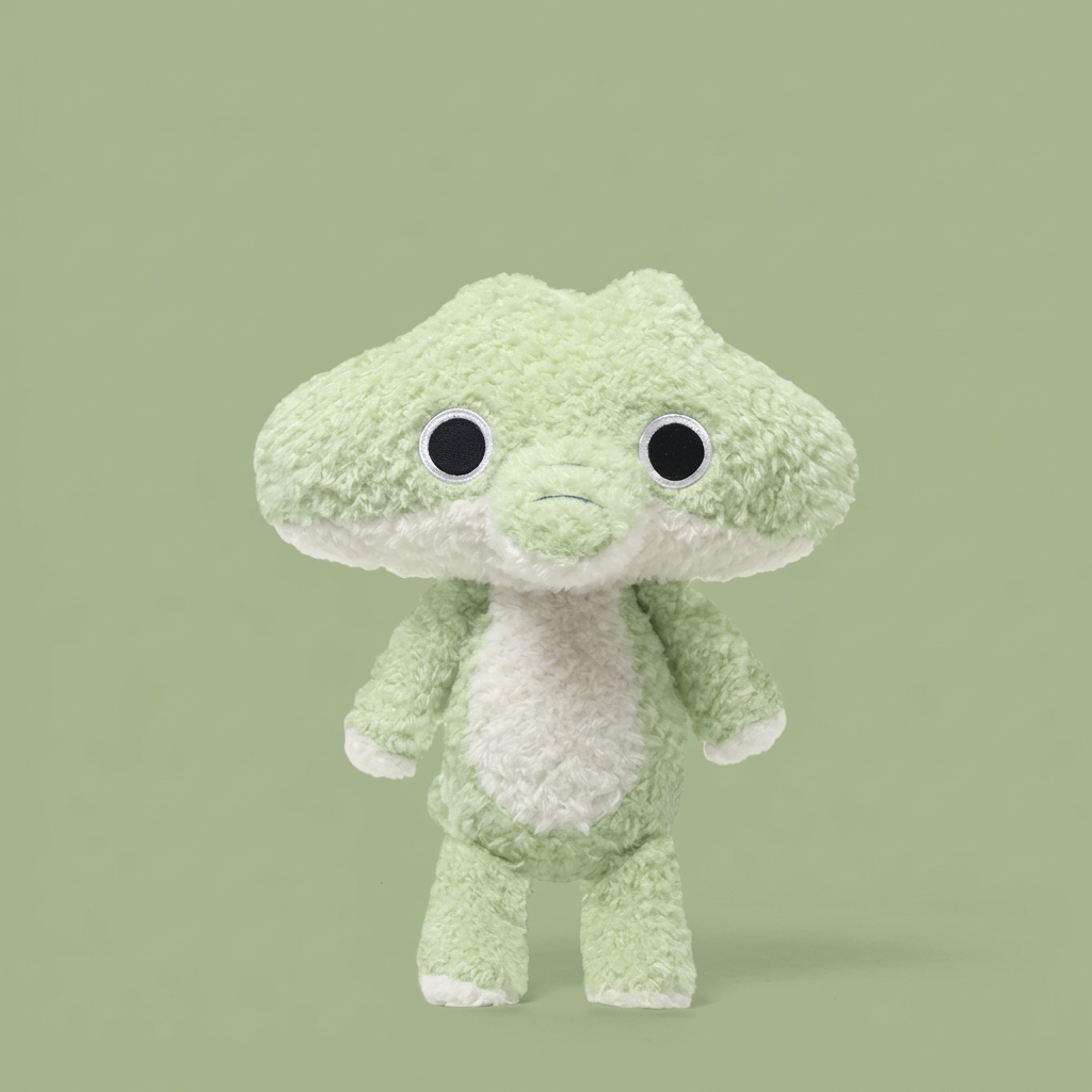 28cm plush koala, wolf or crocodile with oversized head and curly fur – Crocodile, 28cm