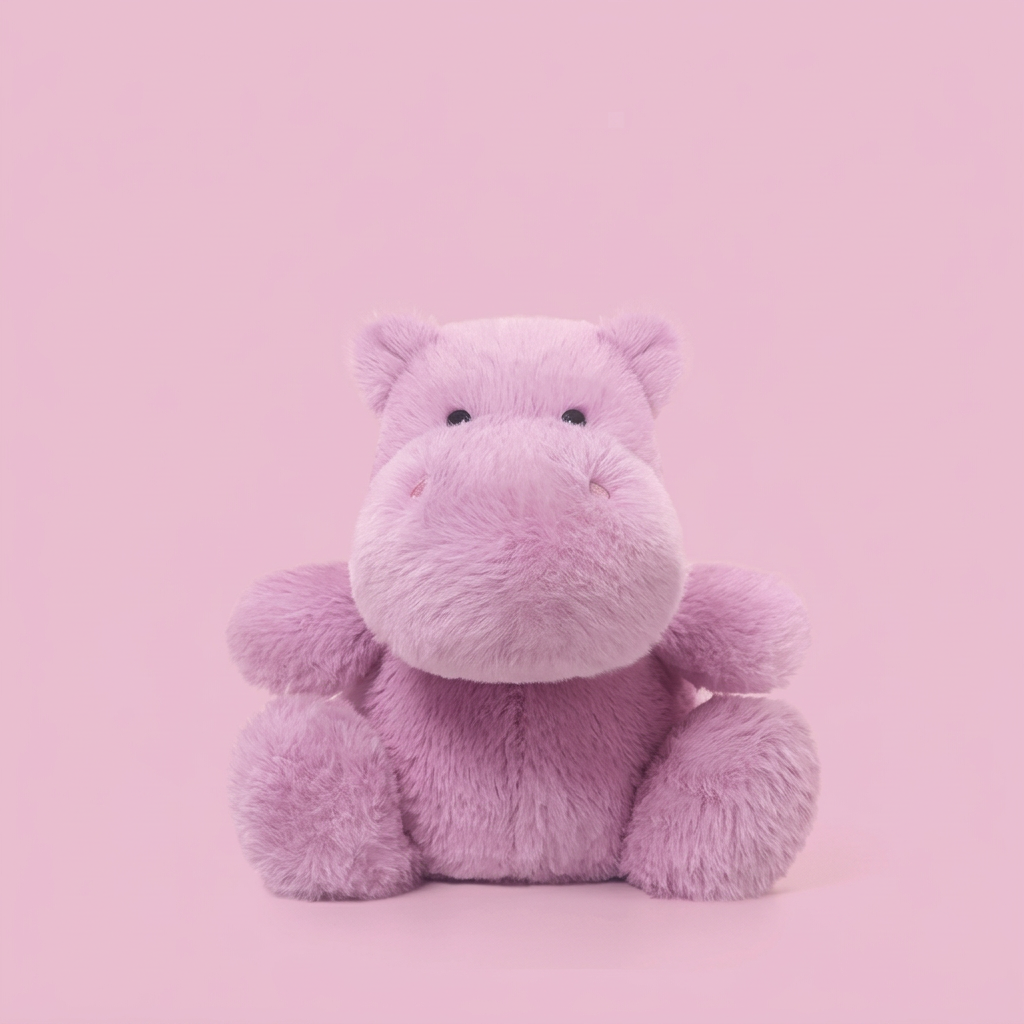 Chunky sitting plush animals: elephant, hippo, cow, frog, monkey and fox – Hippo, 26cm