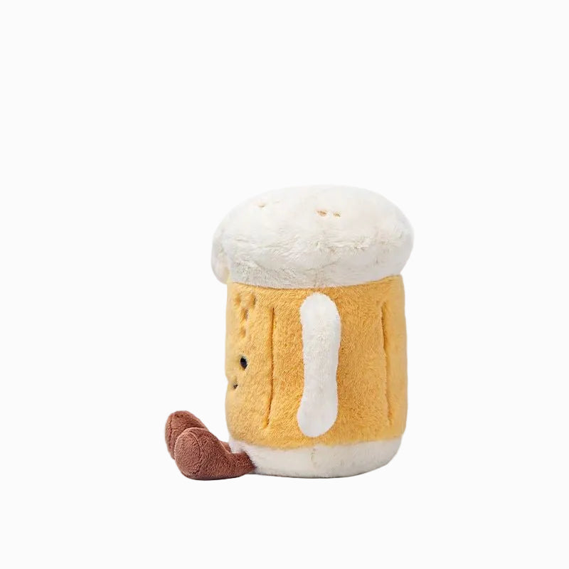 Beer Mug Plush Toy – Soft Stuffed Food Doll with Smiling Face | 18 cm