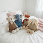 Overalls, elephant plush toy, teddy bear, cute plush toy for sleeping, comforting teddy bear