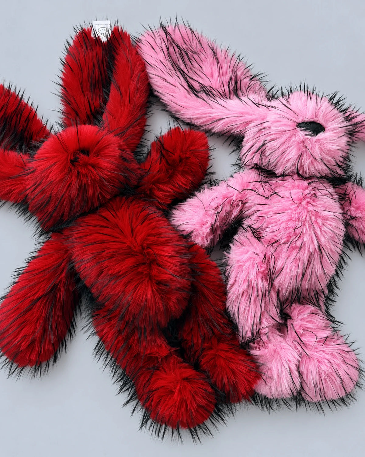 Faux Fur Bunny Plush Toy 45cm - Long Pile Soft Rabbit with Floppy Ears, Pink, Red or White