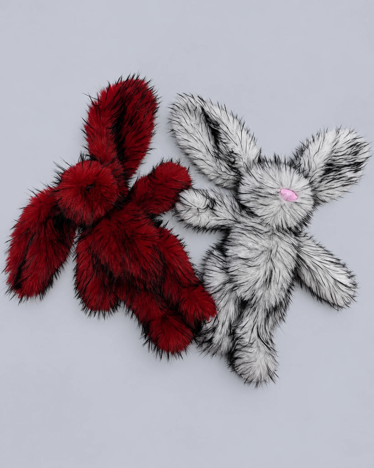 Faux Fur Bunny Plush Toy 45cm - Long Pile Soft Rabbit with Floppy Ears, Pink, Red or White