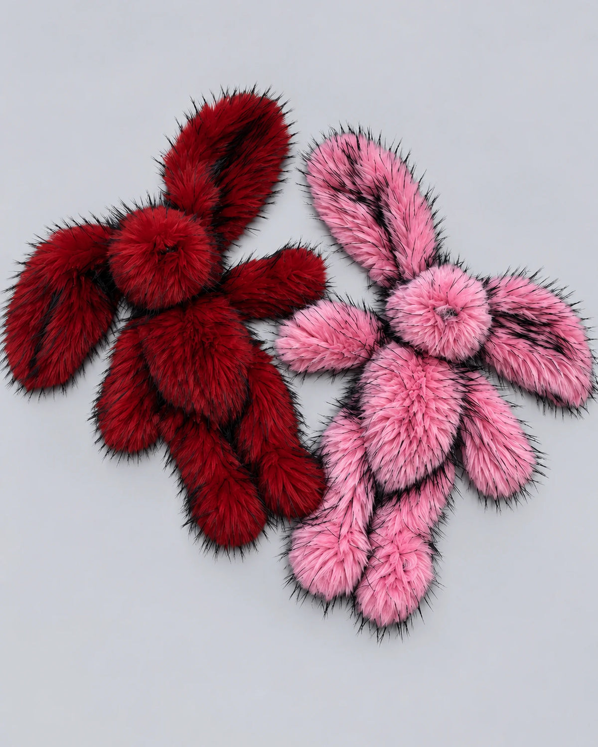 Faux Fur Bunny Plush Toy 45cm - Long Pile Soft Rabbit with Floppy Ears, Pink, Red or White