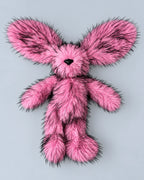 Rose Pink faux fur bunny plush toy 45cm, studio photo