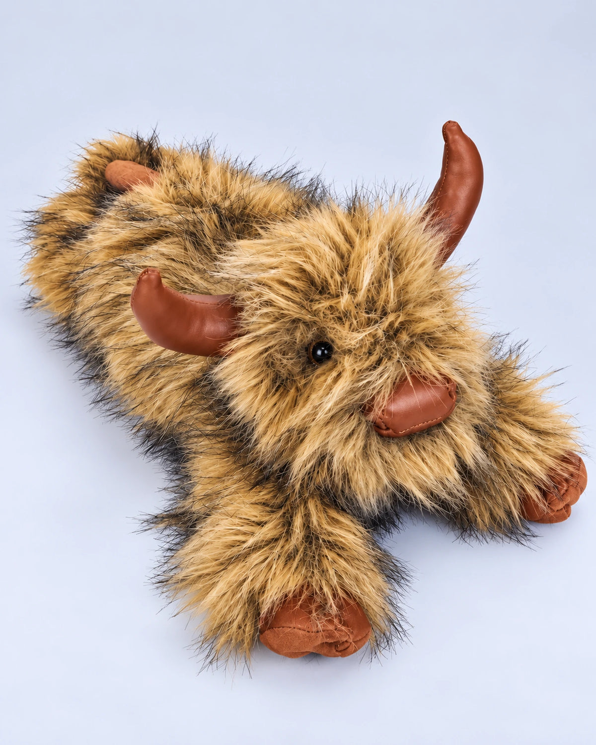Tan Highland Cow Plush Toy 40cm (16 inch) – Golden Scottish Highland Coo Stuffed Animal, Long Haired Fluffy Cow Soft Toy, Cuddly Cow Plushie Gift