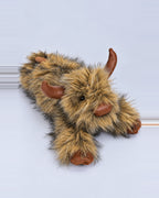 Golden Tan Highland cow plush toy 40cm, studio photo