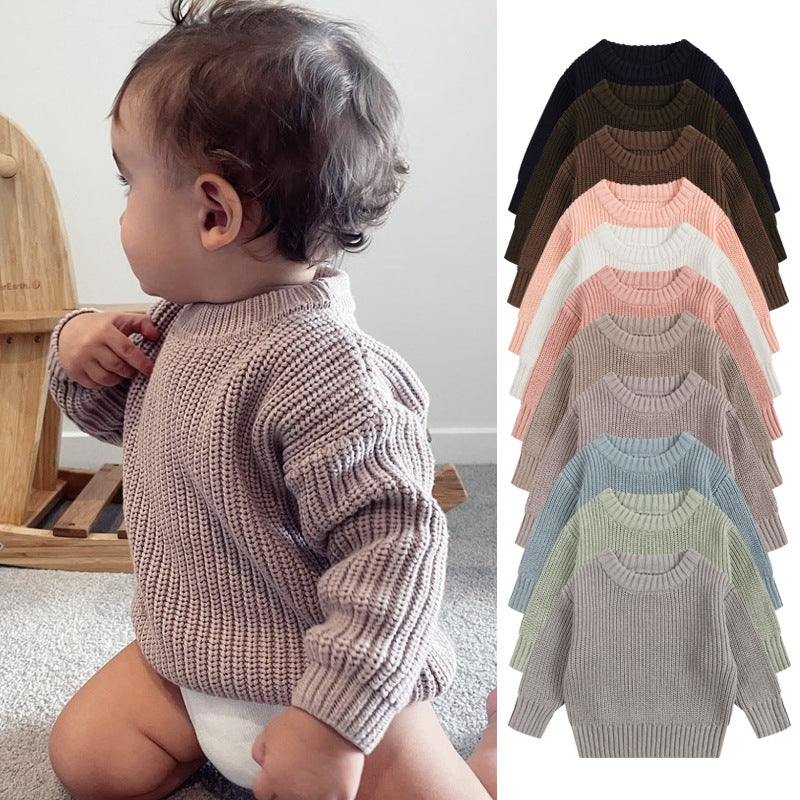 Cotton Crew Neck Jumper for Babies and Children - Relaxed Knit Pullover, 3 Months to 6 Years