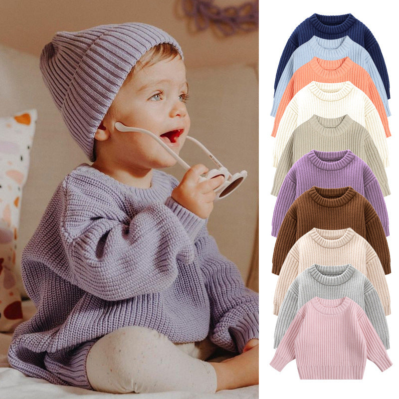 Relaxed Crew Neck Jumper for Babies and Children - Soft Knit Pullover, 3 Months to 6 Years