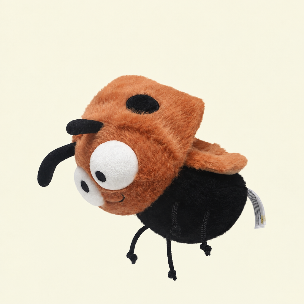Plush insect soft toys including a mosquito, bee, ladybird, caterpillar and firefly – Ladybird 17 cm