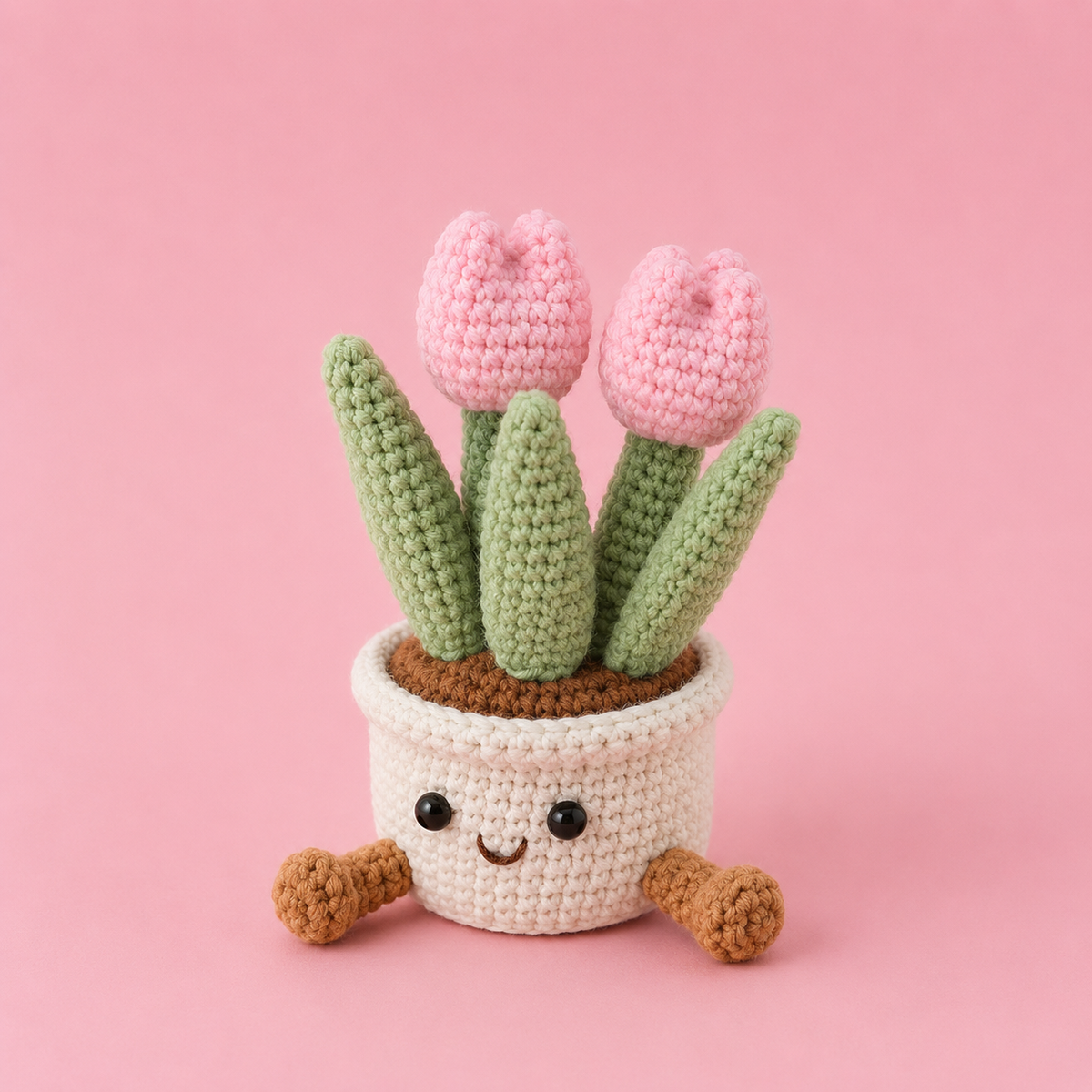 Handmade Crochet Tulip Flowers in Pot