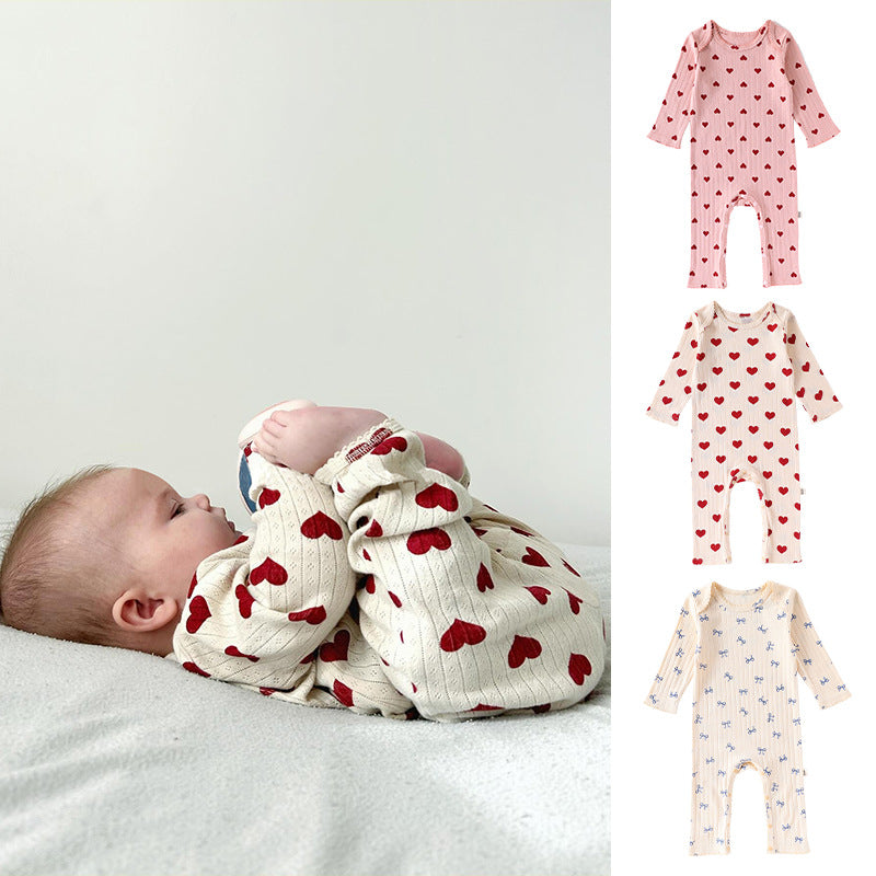 Long Sleeve Cotton Baby Romper - All Over Print Sleepsuit Style Bodysuit, 3 to 24 Months