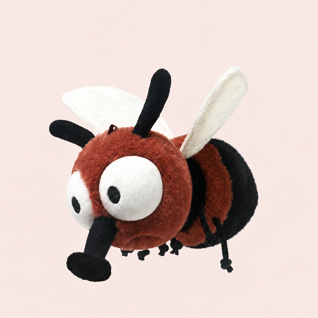 Plush insect soft toys including a mosquito, bee, ladybird, caterpillar and firefly – Firefly 18 cm