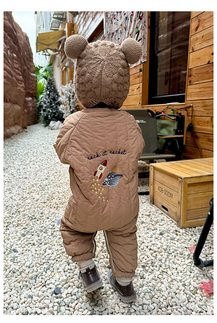 Padded Baby Snowsuit - Zip Up Wadded All-in-One with Back Embroidery, 3 to 24 Months