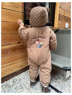 Padded Baby Snowsuit - Zip Up Wadded All-in-One with Back Embroidery, 3 to 24 Months