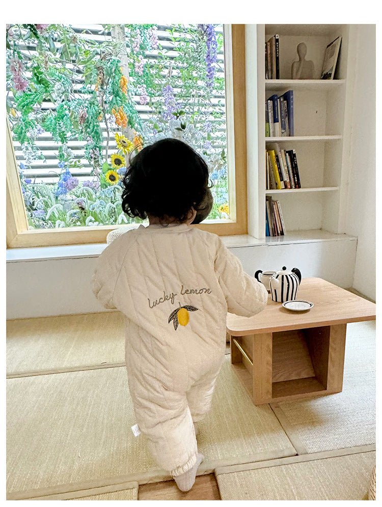 Padded Baby Snowsuit - Zip Up Wadded All-in-One with Back Embroidery, 3 to 24 Months