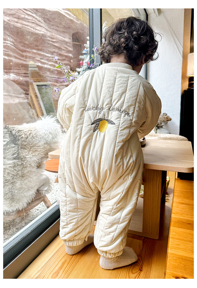 Padded Baby Snowsuit - Zip Up Wadded All-in-One with Back Embroidery, 3 to 24 Months