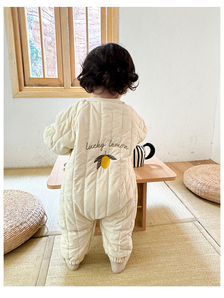 Padded Baby Snowsuit - Zip Up Wadded All-in-One with Back Embroidery, 3 to 24 Months