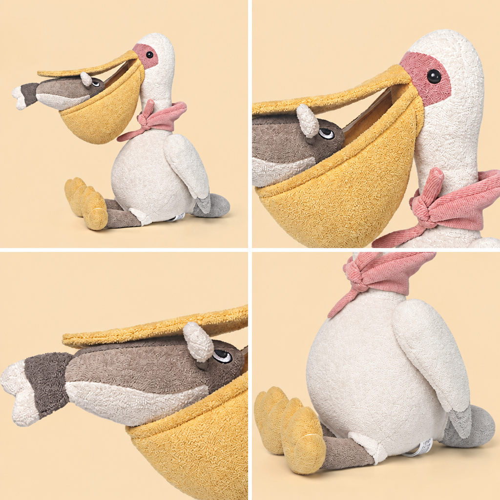 Plush pelican soft toy with long beak, 30 cm sitting height – view 3 of 5