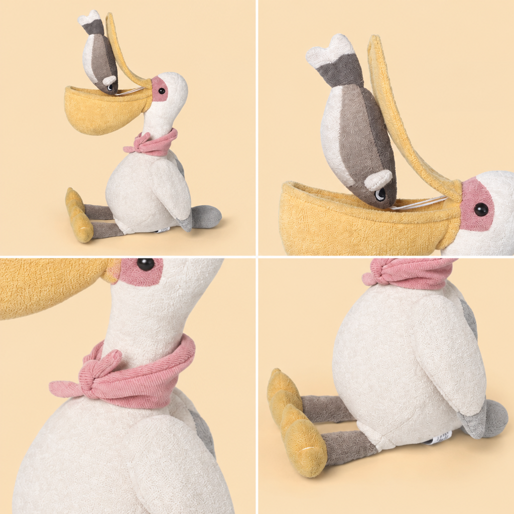 Plush pelican soft toy with long beak, 30 cm sitting height – view 2 of 5
