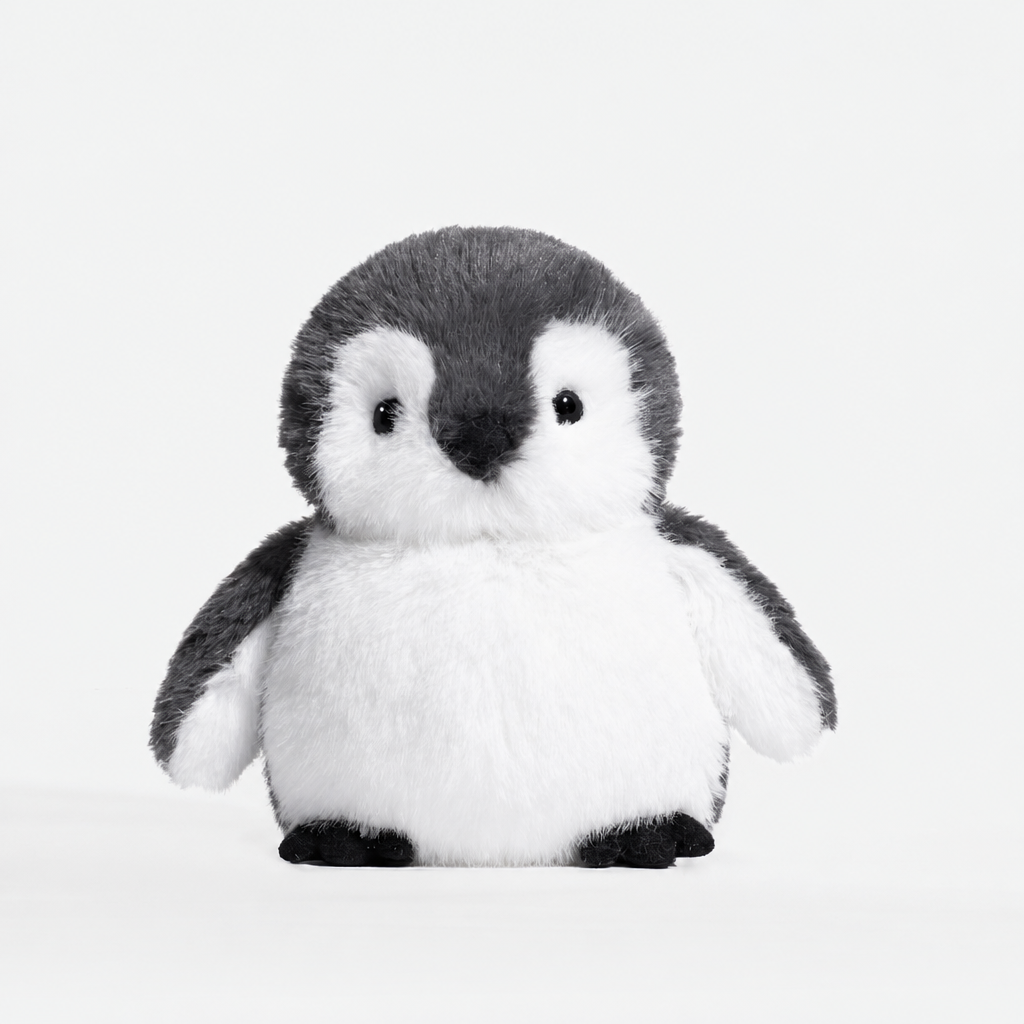Smoke grey plush penguin soft toy, 20 cm tall, standing upright – view 4 of 6