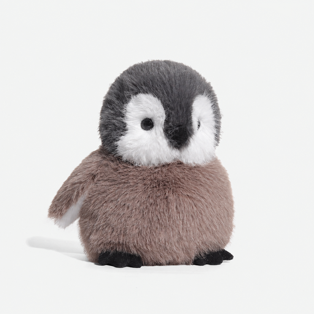 Smoke grey plush penguin soft toy, 20 cm tall, standing upright – Smoke Grey Head