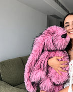 Giant Pink Faux Fur Bunny Plush Toy 70cm - Rose Pink Long Pile Soft Rabbit, Big Cuddly Gift