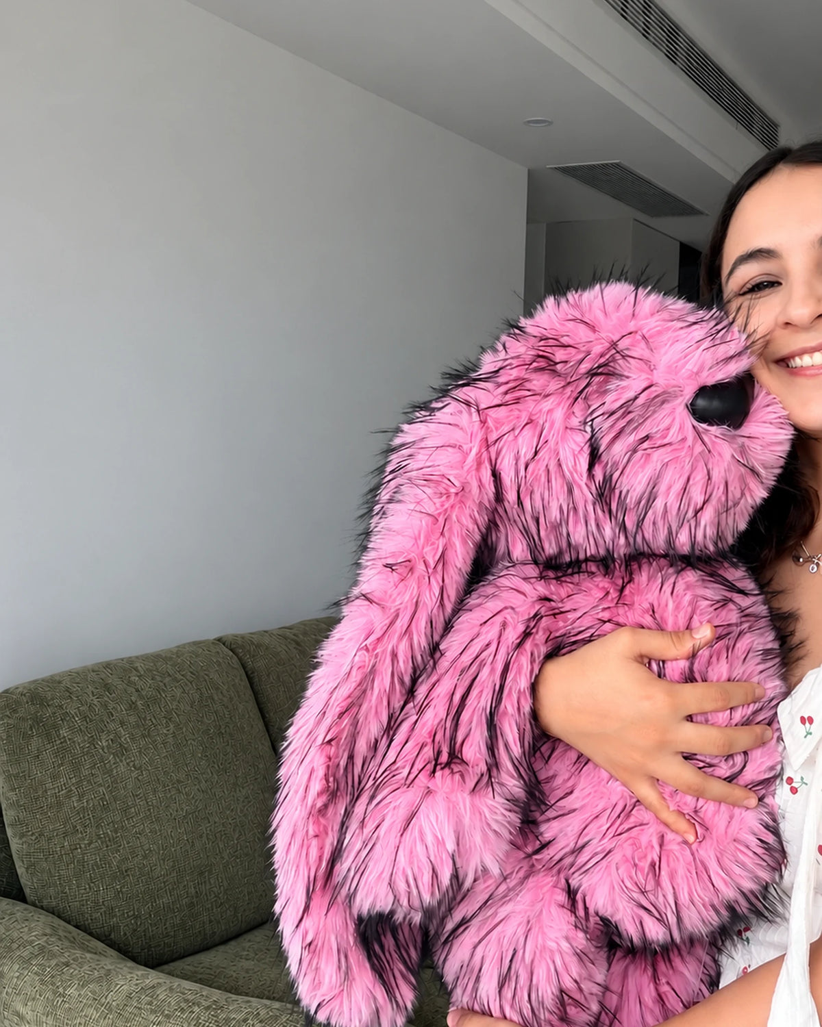 Giant Pink Faux Fur Bunny Plush Toy 70cm - Rose Pink Long Pile Soft Rabbit, Big Cuddly Gift