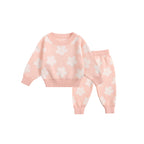 Floral Knit Two-Piece Baby Set - Pink