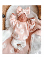 Floral Knit Two-Piece Baby Set - Pink
