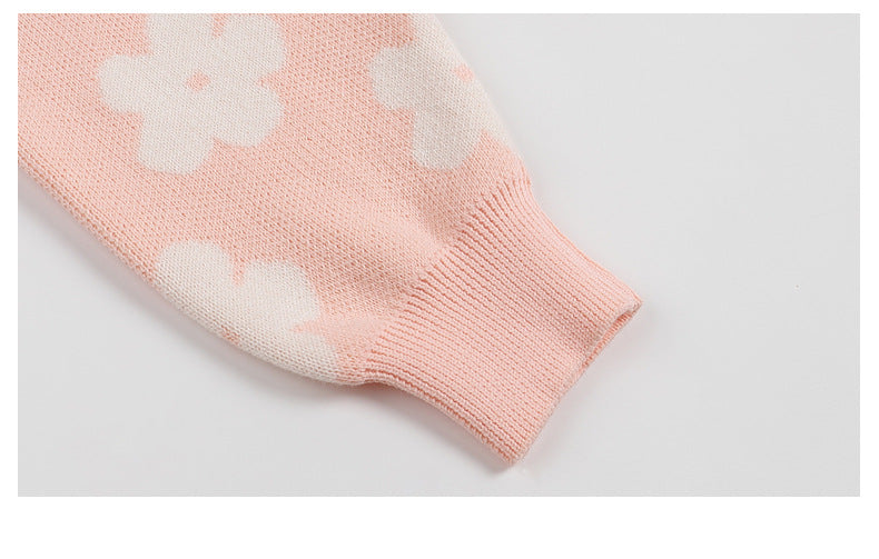 Floral Knit Two-Piece Baby Set - Pink