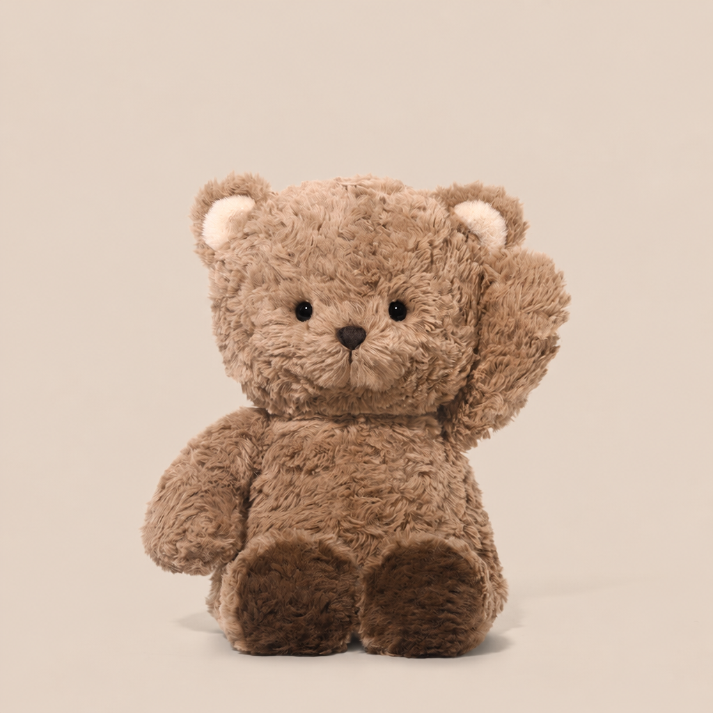 Short-plush bear and fox soft toys sitting upright, 37 cm – Bear