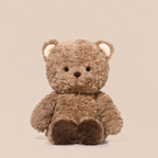 Short-plush bear and fox soft toys sitting upright, 37 cm