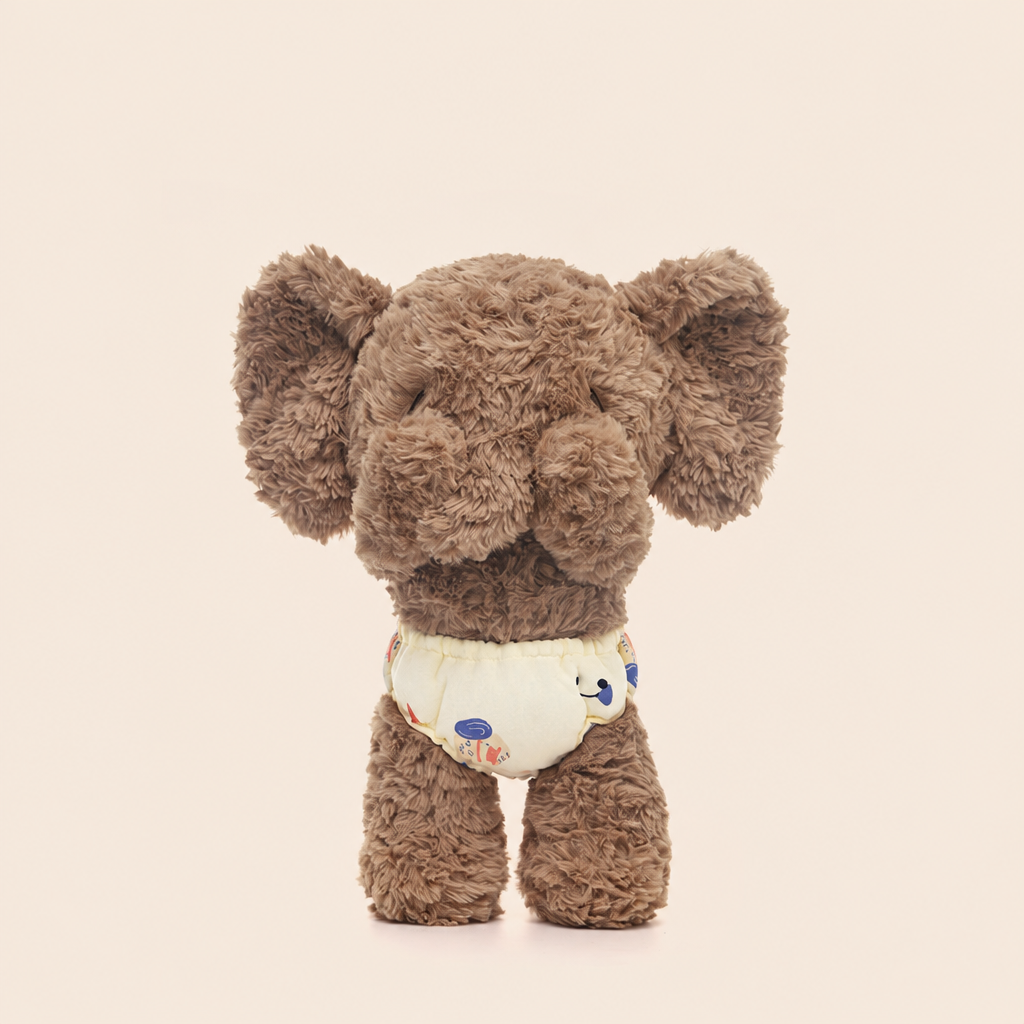 Fluffy long-pile plush animal soft toy, about 35cm tall – Elephant