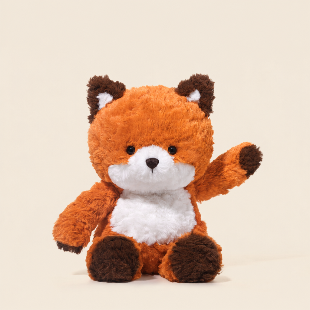Short-plush bear and fox soft toys sitting upright, 37 cm – Fox