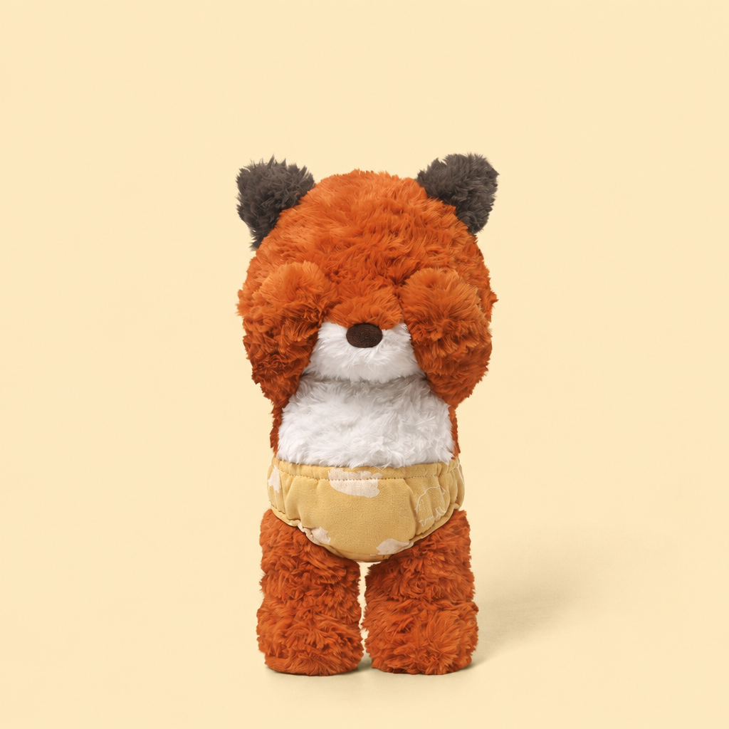Fluffy long-pile plush animal soft toy, about 35cm tall – Fox