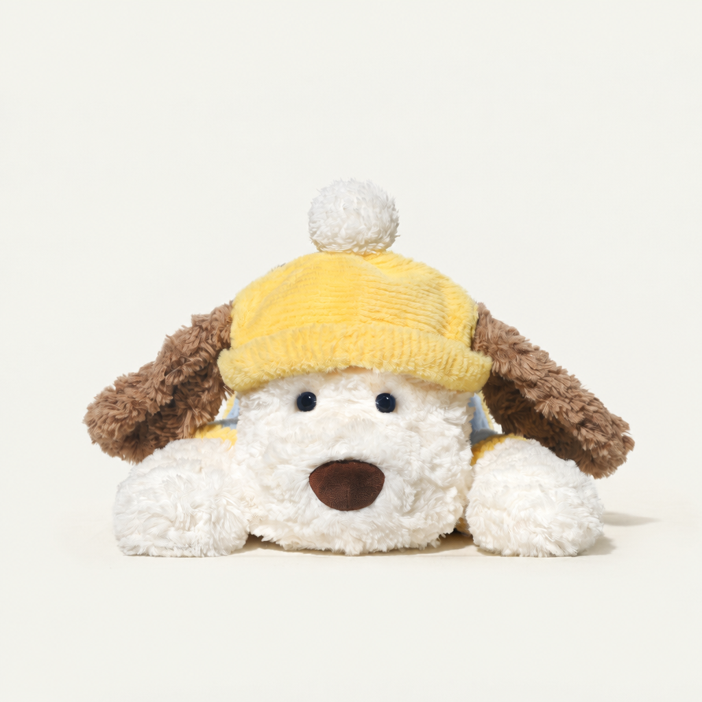 Soft plush puppy soft toys in three styles, including a sitting puppy holding a bee – view 4 of 7
