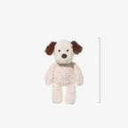 Soft plush puppy soft toy, 35 cm long, lying on a bed – view 2 of 4