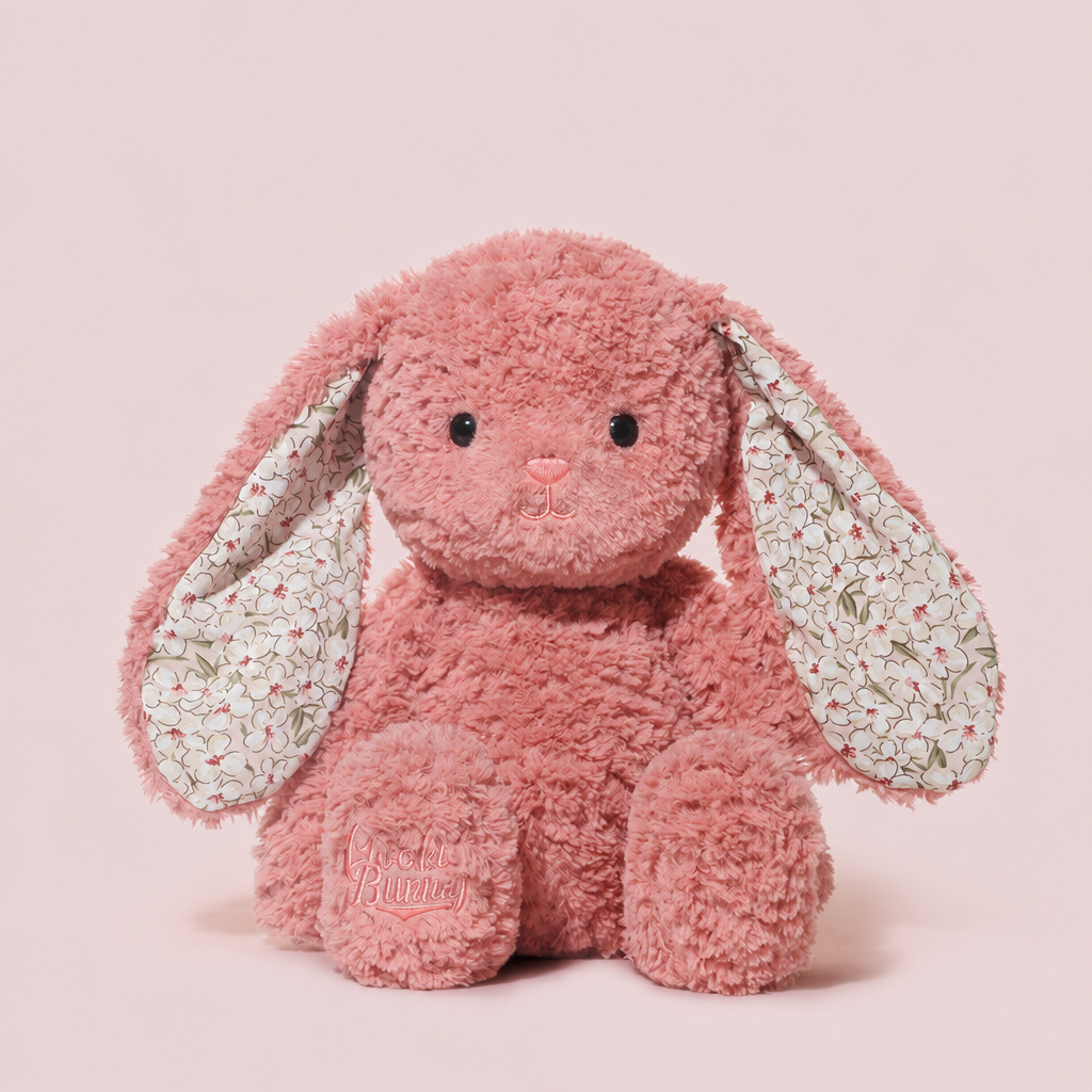 38 cm super soft plush bunny with floppy ears in a pastel shade – Twilight Rose
