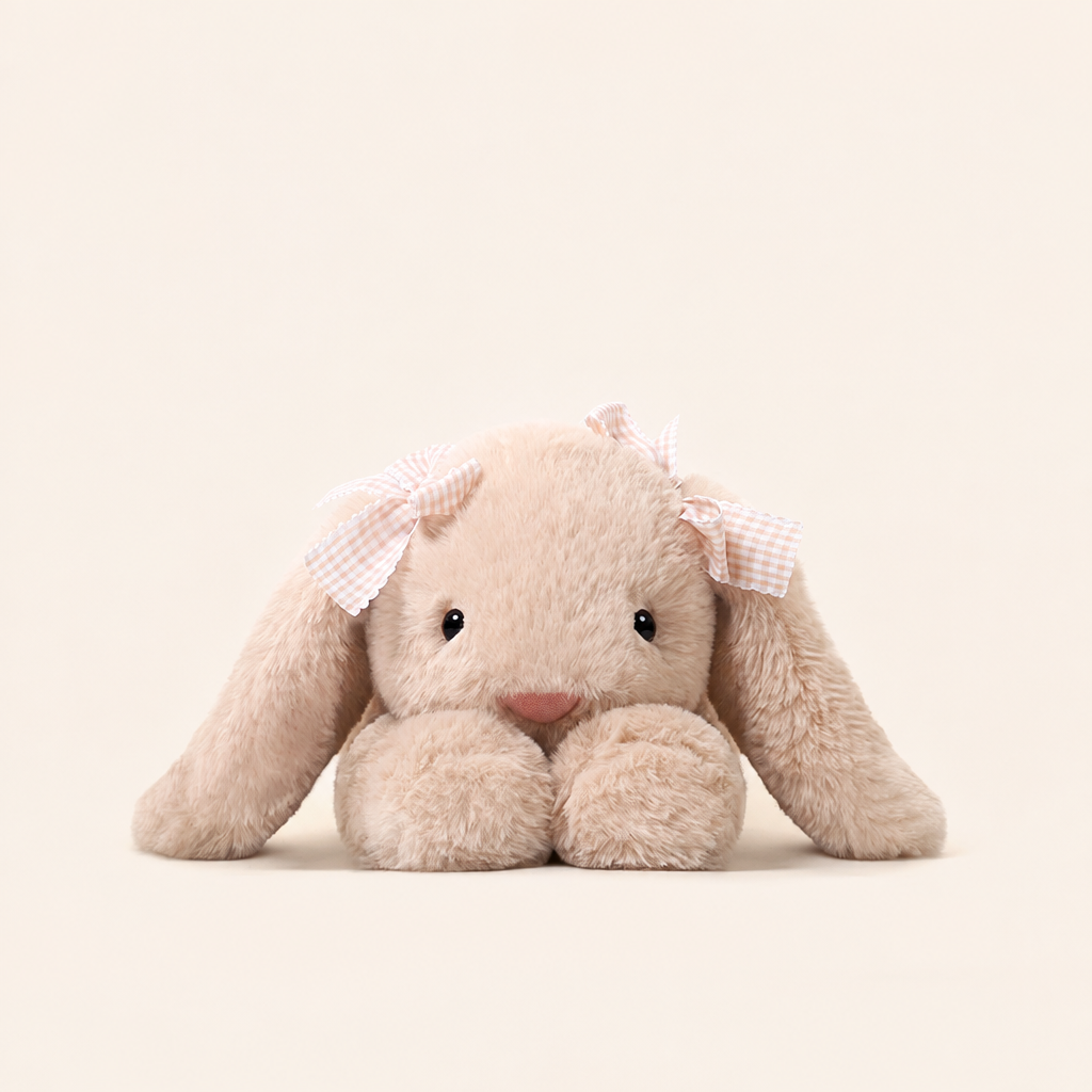Short-plush animal soft toys including bunny, fox, elephant and hippo, 35 cm – Bunny