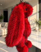 Giant Red Faux Fur Bunny Plush Toy 70cm - Cherry Red Long Pile Soft Rabbit, Christmas Gift, Bunny Doll