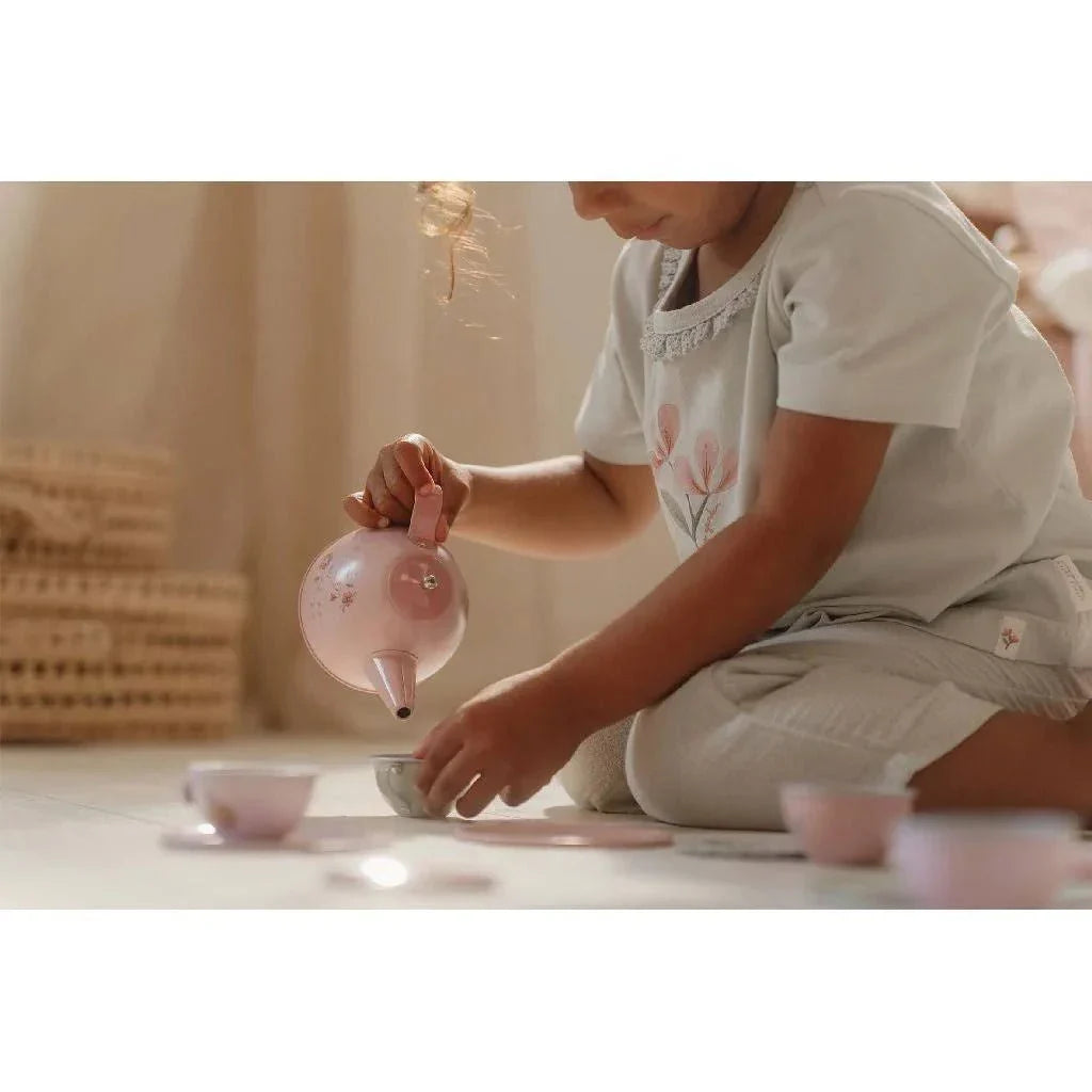 Tin Tea Set - Fairy Garden - Pink - 14 Pieces