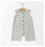 Sleeveless Cotton Baby Romper - Button Front Short All-in-One, 3 Months to 3 Years