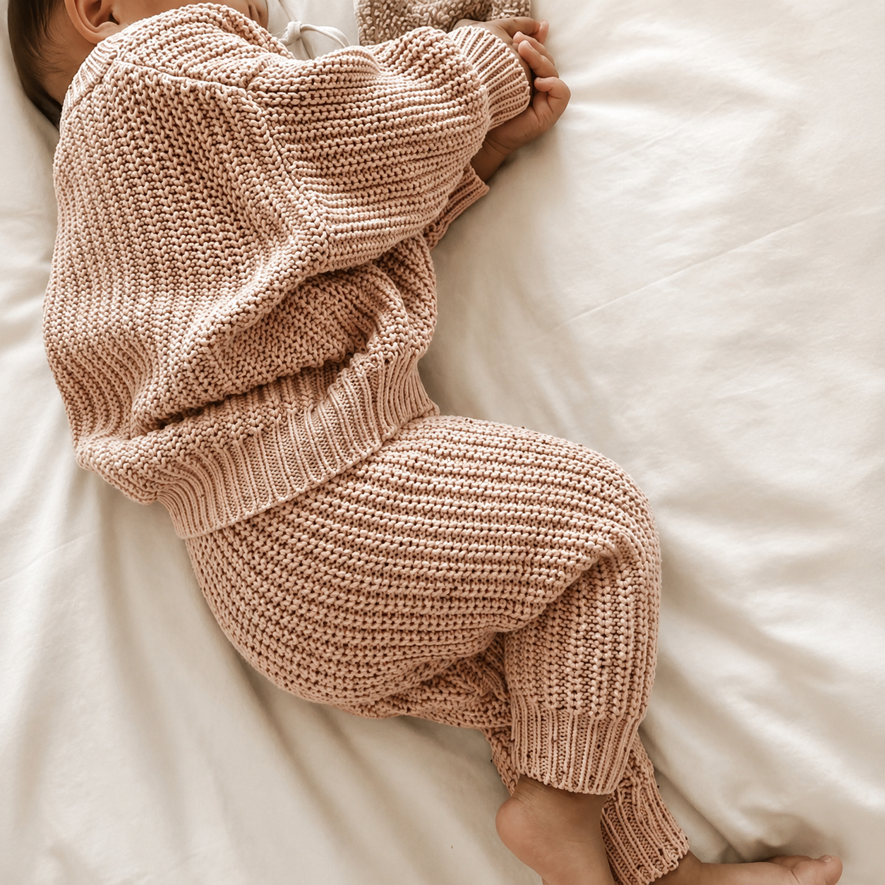 Speckled Knit Baby Set - Apricot Cotton Jumper and Trousers, 0 Months to 3 Years